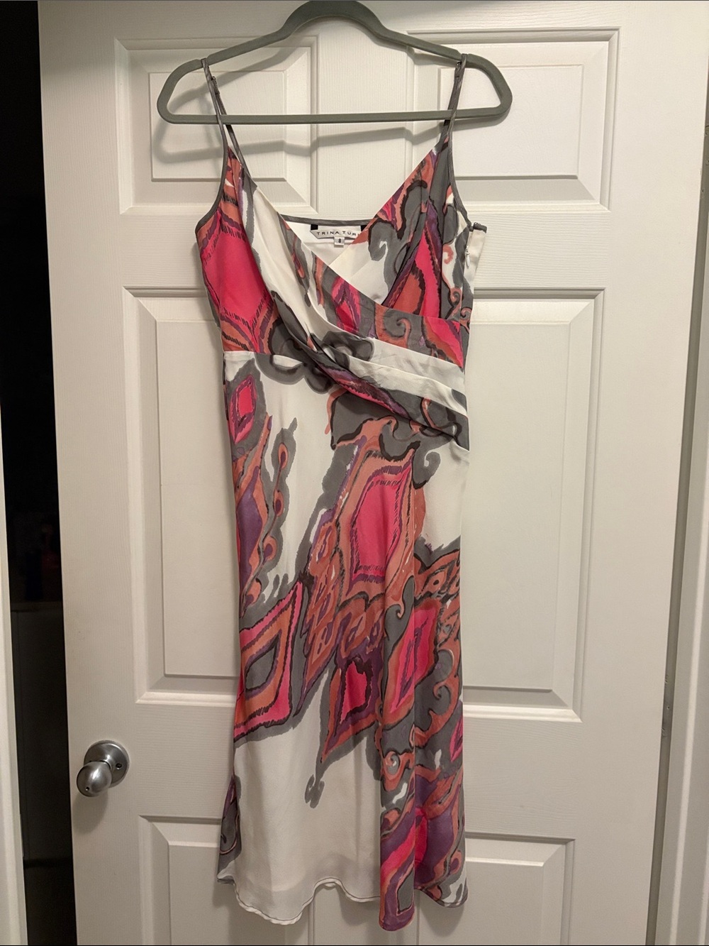 Trina Turk Pink and Gray Abstract Printed Dress